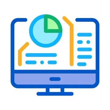 Pie chart in computer icon vector outline illustration 스톡 일러스트