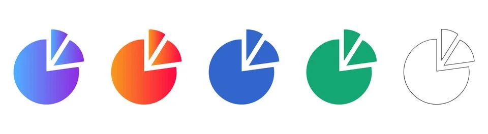 Pie Chart Data Analysis Icon Set Stock Illustration