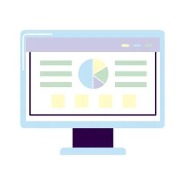 Pie chart with data in computer 스톡 일러스트