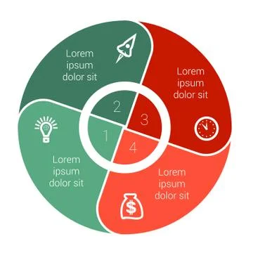 Pie chart data Elements For Template infographics with four 4 positions area  Stock Illustration