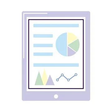 Pie chart with data in tablet Illustrazione stock