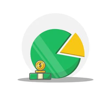 Pie chart design element for illustration. pie chart with money flat icon Stock Illustration