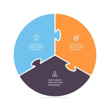Pie chart, diagram with 3 steps, options. Stock Illustration