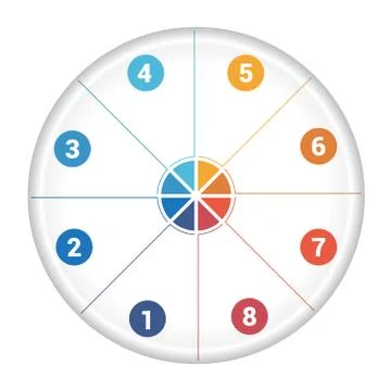 Pie chart diagram data 8 Stock Illustration