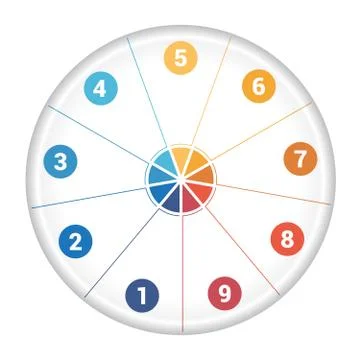 Pie chart diagram data 9 Stock Illustration