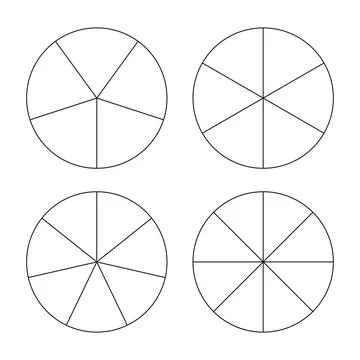 Pie chart, diagram set. Five, six, seven and eight sections or steps. Circle 스톡 일러스트