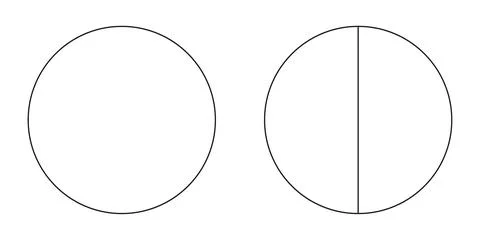Pie chart, diagram set, one and two sections or steps. Circle Stock Illustration