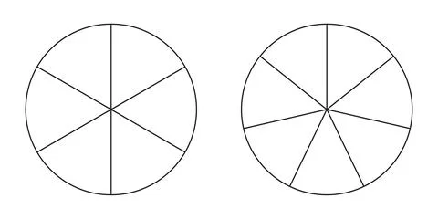 Pie chart, diagram set, six and seven sections or steps. Circle 스톡 일러스트