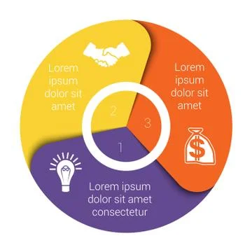 Pie chart diagram three positions Stock Illustration
