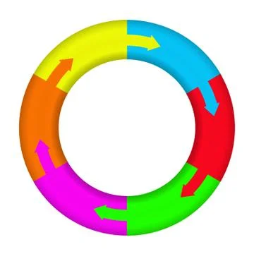 Pie chart from different color sectors with arrows Stock Illustration