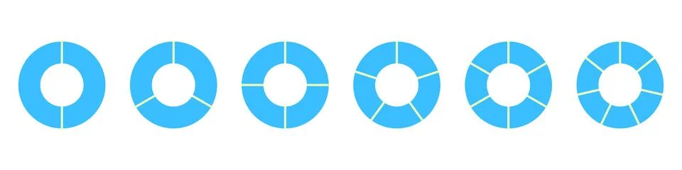 Pie chart with different segments in a circular diagram. wheel graph divided Stock Illustration