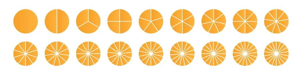 Pie chart with different segments in a circular diagram. wheel graph divided Stock Illustration