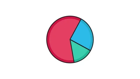 A pie chart with distinct red and blue sections, used to represent comparat.. Stock Footage 335259493