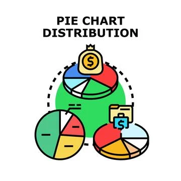 Pie chart distribution analyzing financial business data Stock Illustration