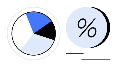 Pie chart divided into four segments, with one segment highlighted in blue, a Stock Illustration