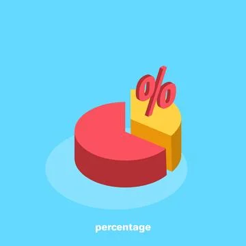 Pie chart divided into parts of different colors and percentage, isometric im Stock Illustration