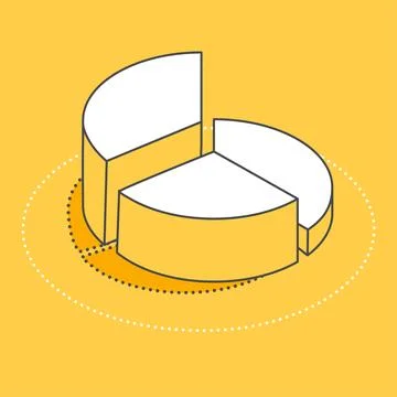 Pie chart divided into parts, isometric vector icon on a yellow background Stock Illustration