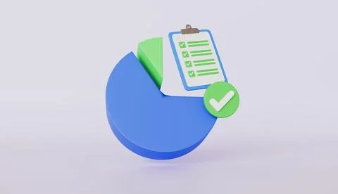 Pie chart with document checkmark sign for data information analyze complete Stock Illustration