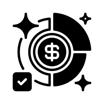 Pie Chart with Dollar Line Icon, Outline Symbol for Financial Breakdown, Ex.. Stock Illustration