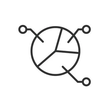 Pie chart explanation, icon in line design. Pie, chart, explanation, data Illustrazione stock