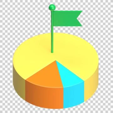 Pie Chart with Flag 3D Icon Stock Illustration