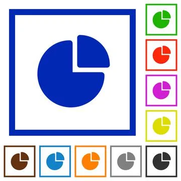 Pie chart flat framed icons 스톡 일러스트