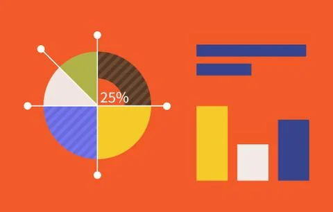 Pie Chart Flat Sign Design Concept Stock Illustration
