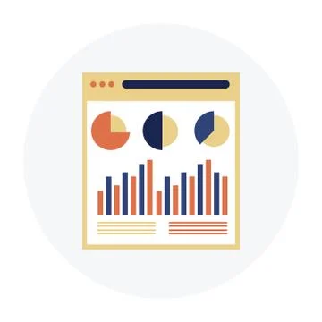 Pie Chart Flat Sign Design Concept Stock Illustration