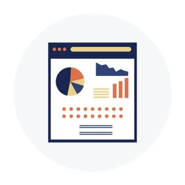 Pie Chart Flat Sign Design Concept Stock Illustration