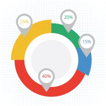 Pie Chart Flat Sign Design Concept 스톡 일러스트