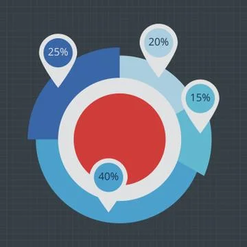 Pie Chart Flat Sign Design Concept Stock Illustration