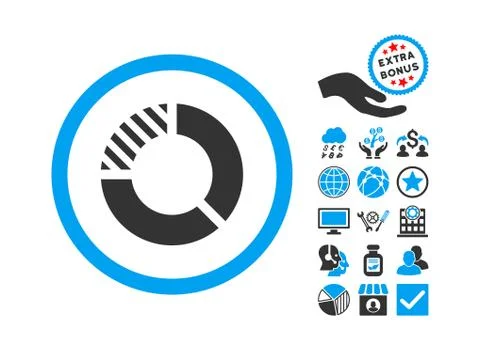 Pie Chart Flat Vector Icon With Bonus Stock Illustration