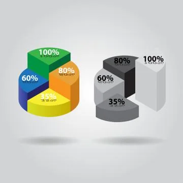 Pie chart with four columns Stock Illustration