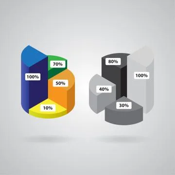 Pie chart with four columns Stock Illustration