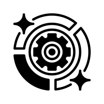 Pie Chart with Gear Line Icon, Outline Symbol for Data Optimization, Perfor.. Illustrazione stock