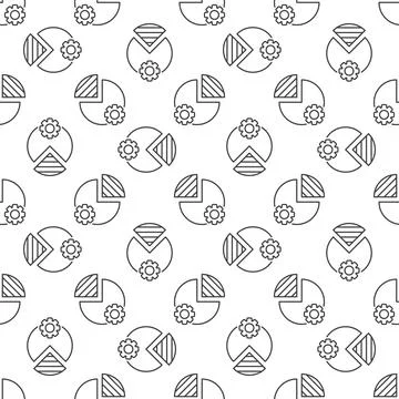 Pie Chart with Gear vector STEM concept line seamless pattern Illustrazione stock