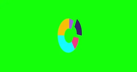 Pie chart graph circle in perspective view on green background Stock Footage 336198455