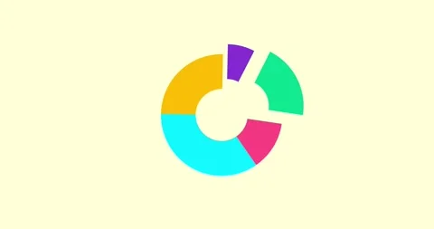 Pie chart graph circle with two elements outside isolated Stock Footage 333188333