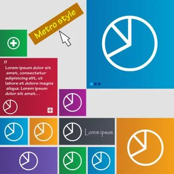 Pie chart graph icon sign. buttons. Modern interface website buttons with cur Stock Illustration