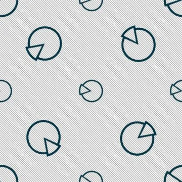 Pie chart graph icon sign. Seamless pattern with geometric texture. Vector Stock Illustration