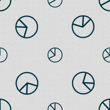 Pie chart graph icon sign. Seamless pattern with geometric texture. Vector Illustrazione stock