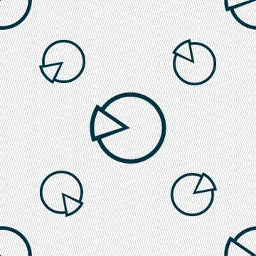 Pie chart graph icon sign. Seamless pattern with geometric texture. Vector Stock Illustration