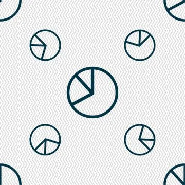 Pie chart graph icon sign. Seamless pattern with geometric texture. Vector 스톡 일러스트