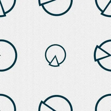 Pie chart graph icon sign. Seamless pattern with geometric texture. Vector Illustrazione stock
