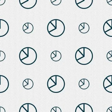Pie chart graph icon sign. Seamless pattern with geometric texture. Vector Illustrazione stock
