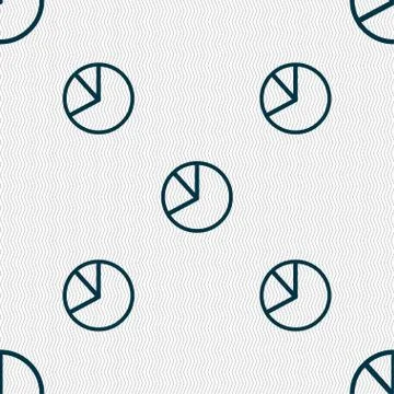 Pie chart graph icon sign. Seamless pattern with geometric texture. Vector Stock Illustration