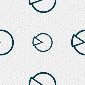 Pie chart graph icon sign. Seamless pattern with geometric texture. Vector Stock Illustration