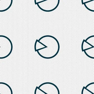 Pie chart graph icon sign. Seamless pattern with geometric texture. Vector Illustrazione stock
