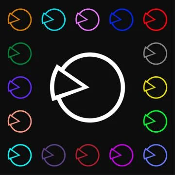 Pie chart graph icon sign. Lots of colorful symbols for your design. Vector Illustrazione stock