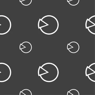 Pie chart graph icon sign. Seamless pattern on a gray background. Vector Illustrazione stock